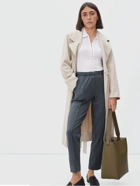 Everlane Cropped High-Rise Ankle Pants — Charcoal Gray